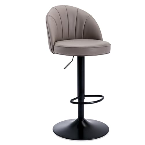 EYUIOPLM Barhocker aus PU-Leder, verstellbare drehbare Barhocker, Barstühle in Thekenhöhe mit Rückenlehne, for Bar, Küche, Esszimmer(Milk Tea Gray,64-84cm) von EYUIOPLM
