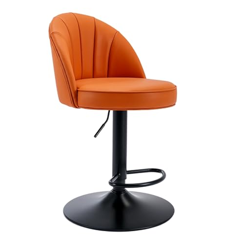 EYUIOPLM Barhocker aus PU-Leder, verstellbare drehbare Barhocker, Barstühle in Thekenhöhe mit Rückenlehne, for Bar, Küche, Esszimmer(Orange,48-68cm) von EYUIOPLM