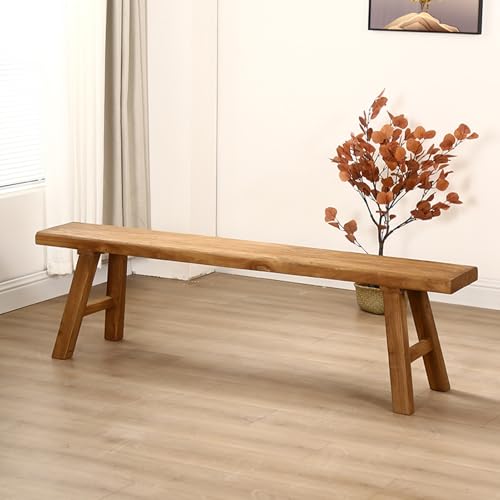 EYUIOPLM Bauernhaus-Holzbank for den Innenbereich for Essen im Wohnzimmer, Naturholz-Küchen-Eingangsbereichsbank mit armlosem Design, Massivholz-Schuhbank-Eingangsbereichssitz(100 * 26 * 45cm) von EYUIOPLM