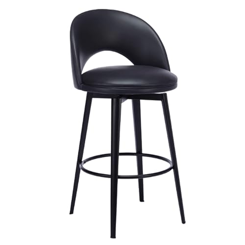 EYUIOPLM Drehbare Barhocker in Thekenhöhe, Küchenhocker aus PU-Leder, gepolsterte Barhocker mit Rückenlehne und Stahlbeinen, Inselstühle, Thekenhocker(Black,67cm(26.3in)) von EYUIOPLM
