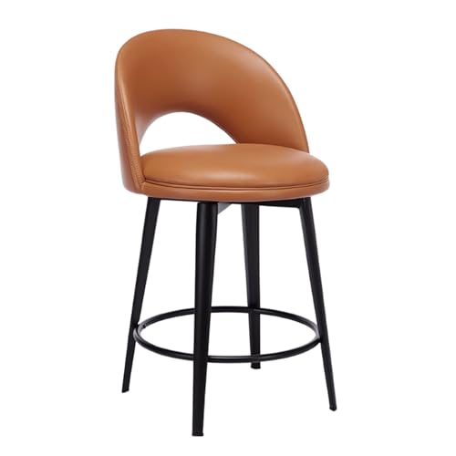 EYUIOPLM Drehbare Barhocker in Thekenhöhe, Küchenhocker aus PU-Leder, gepolsterte Barhocker mit Rückenlehne und Stahlbeinen, Inselstühle, Thekenhocker(Brown,57cm(22.4in)) von EYUIOPLM