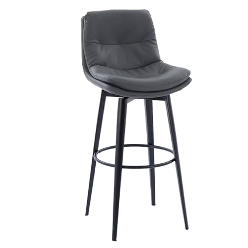 EYUIOPLM Drehbare Barhocker mit Rückenlehne, Barhocker in Thekenhöhe, gepolsterte Barstühle aus PU-Leder mit Stahlbeinen for Kücheninsel, Hausbar(Gray,75cm(29.5in)) von EYUIOPLM