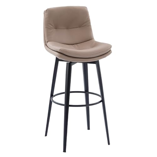 EYUIOPLM Drehbare Barhocker mit Rückenlehne, Barhocker in Thekenhöhe, gepolsterte Barstühle aus PU-Leder mit Stahlbeinen for Kücheninsel, Hausbar(Milk Tea Color,65cm(25.9in)) von EYUIOPLM