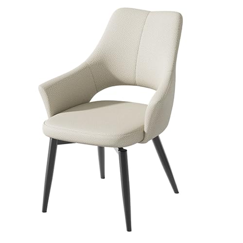 EYUIOPLM Esszimmerstühle 180° drehbarer Esszimmerstuhl, Esszimmerstühle aus Litschi-Leder mit Rückenlehne, Küchenstuhl mit stabilen Metallbeinen, for Wohnzimmer, Schlafzimmer, Restaurant(Light Gray) von EYUIOPLM