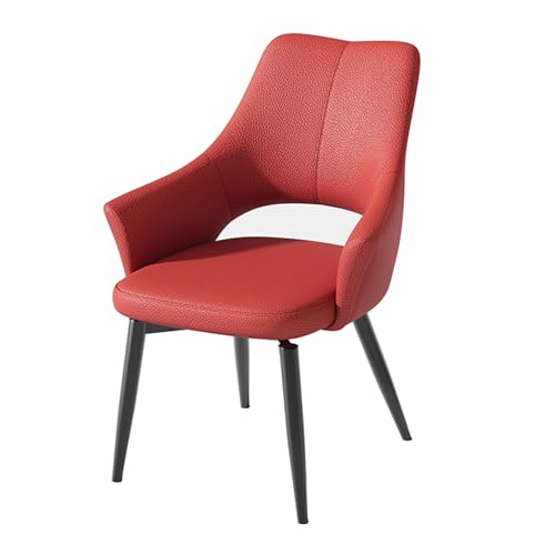 EYUIOPLM Esszimmerstühle 180° drehbarer Esszimmerstuhl, Esszimmerstühle aus Litschi-Leder mit Rückenlehne, Küchenstuhl mit stabilen Metallbeinen, for Wohnzimmer, Schlafzimmer, Restaurant(Red) von EYUIOPLM