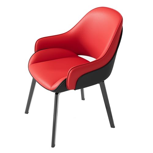 EYUIOPLM Esszimmerstühle 360° drehbarer Esszimmerstuhl, Küchenstuhl aus Leder/Stoff mit Rückenlehne, Akzent-Seitenstuhl mit Metallbeinen, for Wohnzimmer, Schlafzimmer, Restaurant(Red Leather) von EYUIOPLM