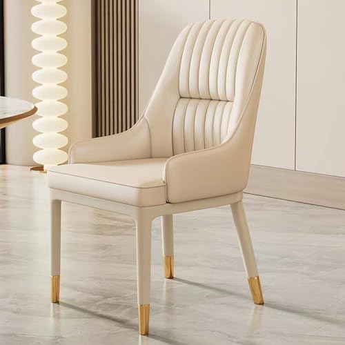 EYUIOPLM Esszimmerstühle Esszimmerstühle aus Leder, mit Metallbeinen, moderner Küchenstuhl for Zuhause, Wohnzimmer, Schlafzimmer, Restaurant, Café(Beige) von EYUIOPLM