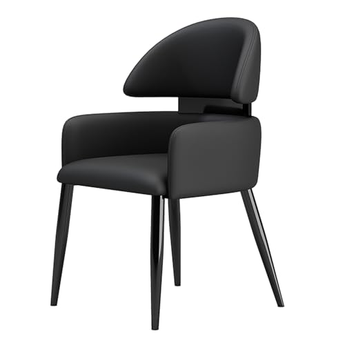 EYUIOPLM Esszimmerstühle Esszimmerstühle aus Leder mit Rückenlehne, Küchenstuhl mit stabilen Metallbeinen, Schminkhocker for Zuhause, Wohnzimmer, Schlafzimmer, Restaurant, Café(Black) von EYUIOPLM