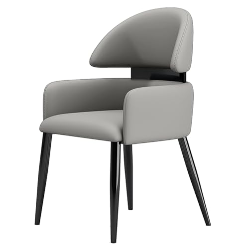 EYUIOPLM Esszimmerstühle Esszimmerstühle aus Leder mit Rückenlehne, Küchenstuhl mit stabilen Metallbeinen, Schminkhocker for Zuhause, Wohnzimmer, Schlafzimmer, Restaurant, Café(Deep Gray) von EYUIOPLM