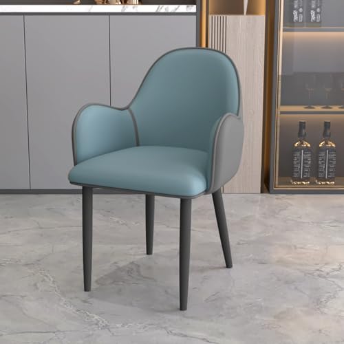 EYUIOPLM Esszimmerstühle Esszimmerstühle aus Pu-Leder, dick gepolsterte Seitenstühle, Küchenstühle mit Metallbeinen und bequemer Rückenlehne, for das Wohnzimmer im Restaurant(Blue Black Legs) von EYUIOPLM