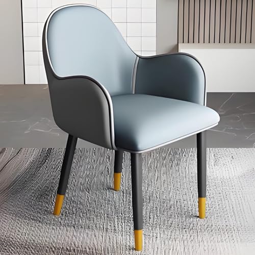 EYUIOPLM Esszimmerstühle Esszimmerstühle aus Pu-Leder, dick gepolsterte Seitenstühle, Küchenstühle mit Metallbeinen und bequemer Rückenlehne, for das Wohnzimmer im Restaurant(Blue Gold Legs) von EYUIOPLM