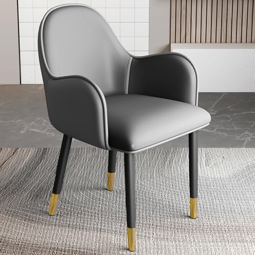 EYUIOPLM Esszimmerstühle Esszimmerstühle aus Pu-Leder, dick gepolsterte Seitenstühle, Küchenstühle mit Metallbeinen und bequemer Rückenlehne, for das Wohnzimmer im Restaurant(Dark Gray Gold Legs) von EYUIOPLM