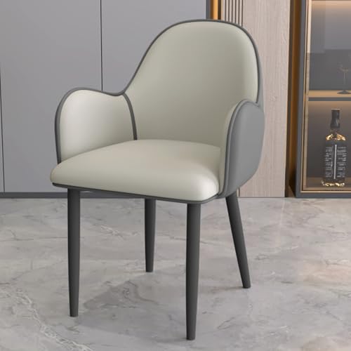 EYUIOPLM Esszimmerstühle Esszimmerstühle aus Pu-Leder, dick gepolsterte Seitenstühle, Küchenstühle mit Metallbeinen und bequemer Rückenlehne, for das Wohnzimmer im Restaurant(Light Gray Black Legs) von EYUIOPLM