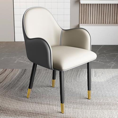 EYUIOPLM Esszimmerstühle Esszimmerstühle aus Pu-Leder, dick gepolsterte Seitenstühle, Küchenstühle mit Metallbeinen und bequemer Rückenlehne, for das Wohnzimmer im Restaurant(Light Gray Gold Legs) von EYUIOPLM