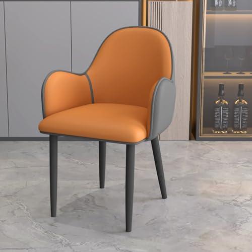 EYUIOPLM Esszimmerstühle Esszimmerstühle aus Pu-Leder, dick gepolsterte Seitenstühle, Küchenstühle mit Metallbeinen und bequemer Rückenlehne, for das Wohnzimmer im Restaurant(Orange Black Legs) von EYUIOPLM