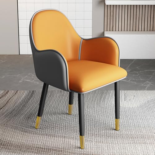 EYUIOPLM Esszimmerstühle Esszimmerstühle aus Pu-Leder, dick gepolsterte Seitenstühle, Küchenstühle mit Metallbeinen und bequemer Rückenlehne, for das Wohnzimmer im Restaurant(Orange Gold Legs) von EYUIOPLM
