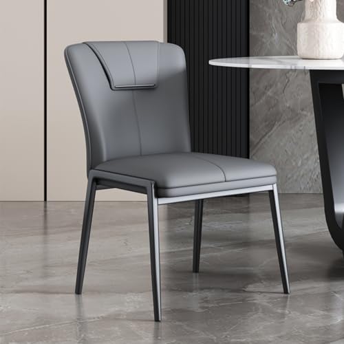 EYUIOPLM Esszimmerstühle Esszimmerstuhl aus Nappaleder, gepolsterte Küchenstühle mit Metallrahmen, Seitenstühle for Zuhause, Wohnzimmer, Schlafzimmer, Restaurant, Café(Dark Gray) von EYUIOPLM