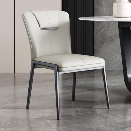 EYUIOPLM Esszimmerstühle Esszimmerstuhl aus Nappaleder, gepolsterte Küchenstühle mit Metallrahmen, Seitenstühle for Zuhause, Wohnzimmer, Schlafzimmer, Restaurant, Café(Light Gray) von EYUIOPLM