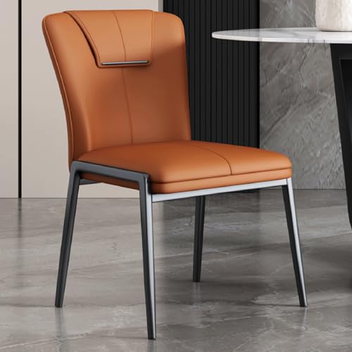 EYUIOPLM Esszimmerstühle Esszimmerstuhl aus Nappaleder, gepolsterte Küchenstühle mit Metallrahmen, Seitenstühle for Zuhause, Wohnzimmer, Schlafzimmer, Restaurant, Café(Orange) von EYUIOPLM