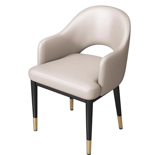 EYUIOPLM Esszimmerstühle Lychee Esszimmerstuhl aus Leder, Schminkhocker mit Rückenlehne, Küchenstuhl mit stabilen Metallbeinen, for das Wohnzimmer, Schlafzimmer, Restaurant, Café(Beige) von EYUIOPLM