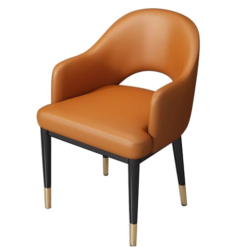 EYUIOPLM Esszimmerstühle Lychee Esszimmerstuhl aus Leder, Schminkhocker mit Rückenlehne, Küchenstuhl mit stabilen Metallbeinen, for das Wohnzimmer, Schlafzimmer, Restaurant, Café(Brown) von EYUIOPLM
