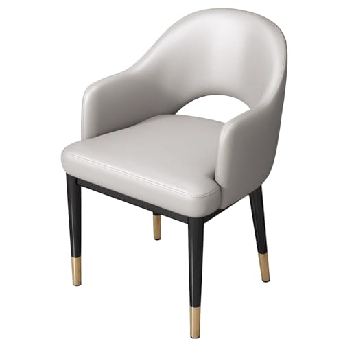 EYUIOPLM Esszimmerstühle Lychee Esszimmerstuhl aus Leder, Schminkhocker mit Rückenlehne, Küchenstuhl mit stabilen Metallbeinen, for das Wohnzimmer, Schlafzimmer, Restaurant, Café(Gray) von EYUIOPLM