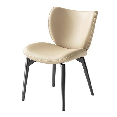 EYUIOPLM Esszimmerstühle Lychee Leder-Esszimmerstuhl, Küchenstuhl mit stabilen Metallbeinen, Schminkhocker mit Rückenlehne, for Zuhause, Wohnzimmer, Schlafzimmer, Restaurant, Café(Milk Coffee) von EYUIOPLM