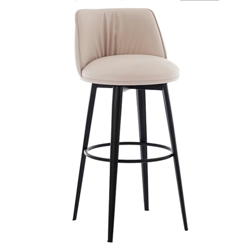 EYUIOPLM Gepolsterte drehbare Barhocker, Barhocker aus weichem PU-Leder, Küchenstühle mit Stahlbeinen und Fußstütze, for Küchentheke, Restaurant, Lounge, Pub(Beige,78cm(30.7in)) von EYUIOPLM