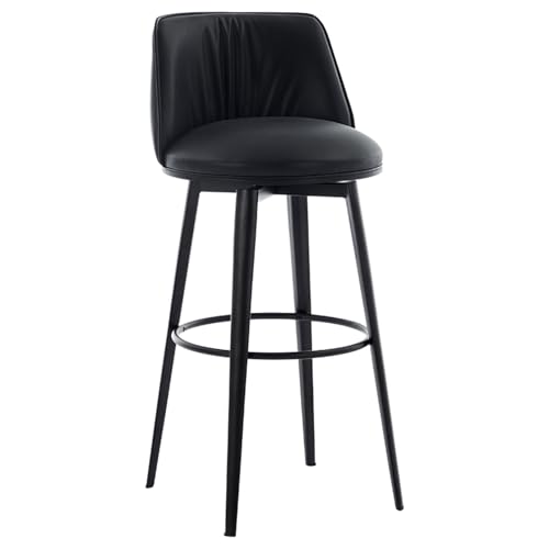 EYUIOPLM Gepolsterte drehbare Barhocker, Barhocker aus weichem PU-Leder, Küchenstühle mit Stahlbeinen und Fußstütze, for Küchentheke, Restaurant, Lounge, Pub(Black,78cm(30.7in)) von EYUIOPLM