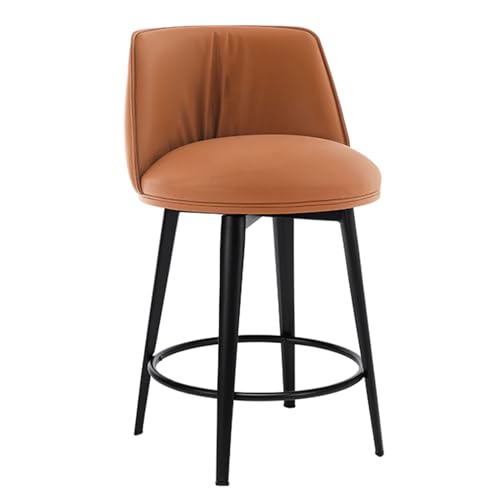 EYUIOPLM Gepolsterte drehbare Barhocker, Barhocker aus weichem PU-Leder, Küchenstühle mit Stahlbeinen und Fußstütze, for Küchentheke, Restaurant, Lounge, Pub(Brown,58cm(22.8in)) von EYUIOPLM