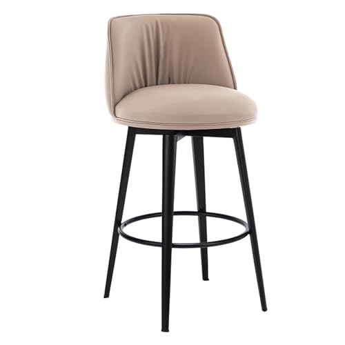 EYUIOPLM Gepolsterte drehbare Barhocker, Barhocker aus weichem PU-Leder, Küchenstühle mit Stahlbeinen und Fußstütze, for Küchentheke, Restaurant, Lounge, Pub(Milk Tea Gray,68cm(26.7in)) von EYUIOPLM