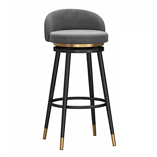 EYUIOPLM Gepolsterter Barhocker aus Samt, um 360° drehbar, Barhocker in Thekenhöhe mit Metallbeinen, Barstühle for die Küche zu Hause(Black Gray,75cm) von EYUIOPLM
