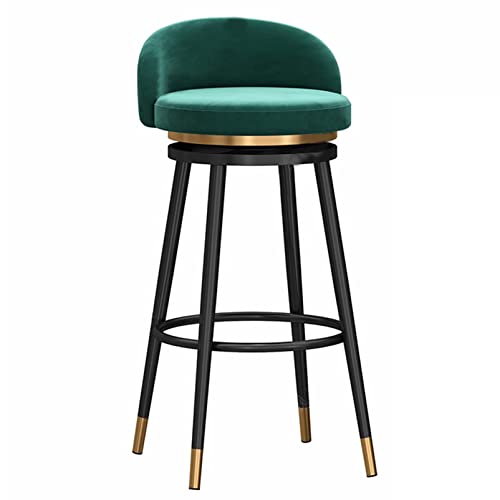 EYUIOPLM Gepolsterter Barhocker aus Samt, um 360° drehbar, Barhocker in Thekenhöhe mit Metallbeinen, Barstühle for die Küche zu Hause(Black Green,75cm) von EYUIOPLM