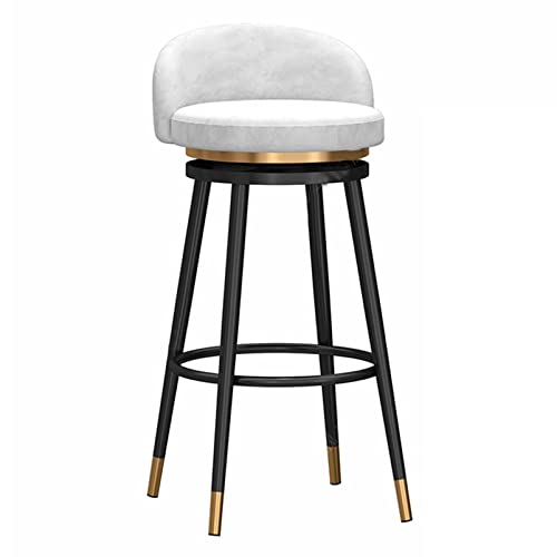 EYUIOPLM Gepolsterter Barhocker aus Samt, um 360° drehbar, Barhocker in Thekenhöhe mit Metallbeinen, Barstühle for die Küche zu Hause(Black White,65cm) von EYUIOPLM