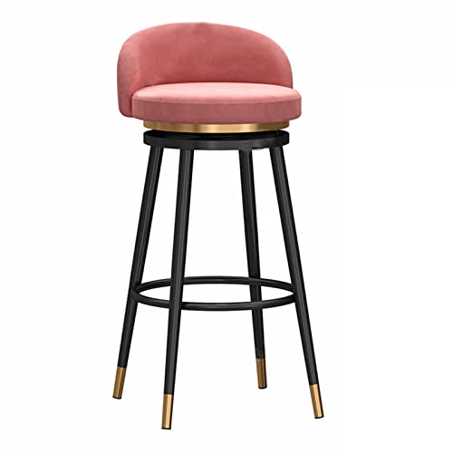 EYUIOPLM Gepolsterter Barhocker aus Samt, um 360° drehbar, Barhocker in Thekenhöhe mit Metallbeinen, Barstühle for die Küche zu Hause(Black pink,75cm) von EYUIOPLM