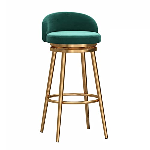 EYUIOPLM Gepolsterter Barhocker aus Samt, um 360° drehbar, Barhocker in Thekenhöhe mit Metallbeinen, Barstühle for die Küche zu Hause(Gold Green,75cm) von EYUIOPLM