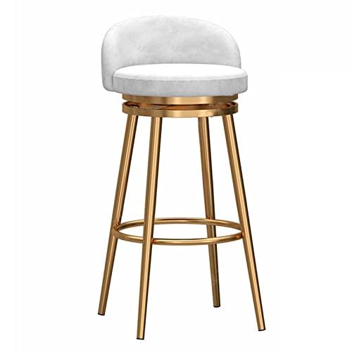 EYUIOPLM Gepolsterter Barhocker aus Samt, um 360° drehbar, Barhocker in Thekenhöhe mit Metallbeinen, Barstühle for die Küche zu Hause(Gold White,75cm) von EYUIOPLM