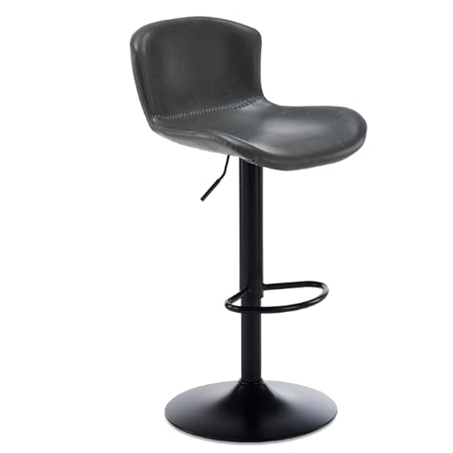 EYUIOPLM Höhenverstellbare Barhocker, um 360 ° drehbare Barhocker aus PU-Leder, Barstühle in Thekenhöhe mit Rückenlehne, for das Esszimmercafé auf der Kücheninsel(Gray,58-78cm) von EYUIOPLM