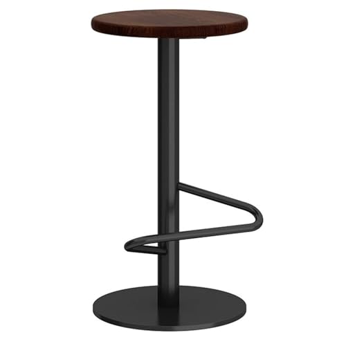 EYUIOPLM Industrieller Barhocker mit Metallbeinen, Massivholz-Kissen-Barhocker in Thekenhöhe,Barstühle für Kücheninsel(Black Walnut,65cm) von EYUIOPLM