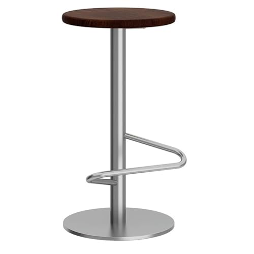 EYUIOPLM Industrieller Barhocker mit Metallbeinen, Massivholz-Kissen-Barhocker in Thekenhöhe,Barstühle für Kücheninsel(Silver Walnut,65cm) von EYUIOPLM