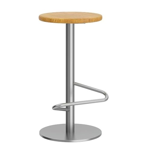 EYUIOPLM Industrieller Barhocker mit Metallbeinen, Massivholz-Kissen-Barhocker in Thekenhöhe,Barstühle für Kücheninsel(Silver Wood,75cm) von EYUIOPLM