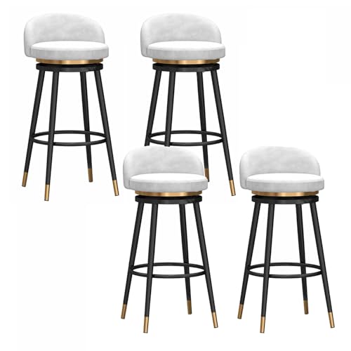 EYUIOPLM Velvet 360° drehbare Barhocker, 4er-Set, Barhocker in Thekenhöhe mit Metallbeinen, gepolsterte Barstühle für die Küche zu Hause(Black White,65cm) von EYUIOPLM