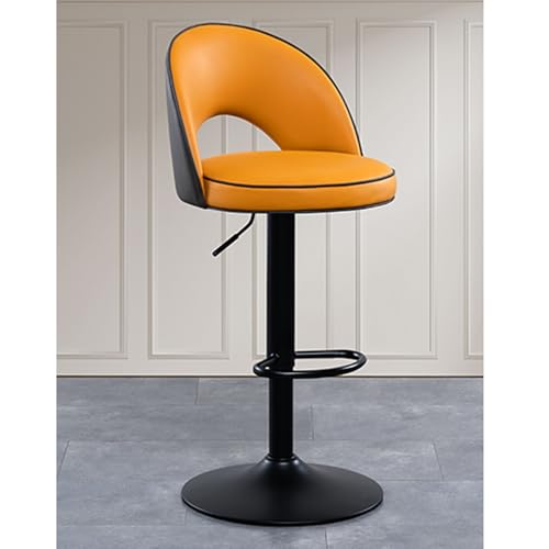 EYUIOPLM Verstellbare, drehbare Barhocker, Barhocker aus PU-Leder in Küchenthekenhöhe, gepolsterte Inselstühle mit Rückenlehne und Fußstütze(Gray Orange,62-82cm) von EYUIOPLM