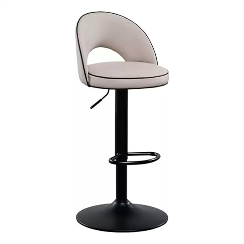 EYUIOPLM Verstellbare, drehbare Barhocker, Barhocker aus PU-Leder in Küchenthekenhöhe, gepolsterte Inselstühle mit Rückenlehne und Fußstütze(Light Khaki,62-82cm) von EYUIOPLM