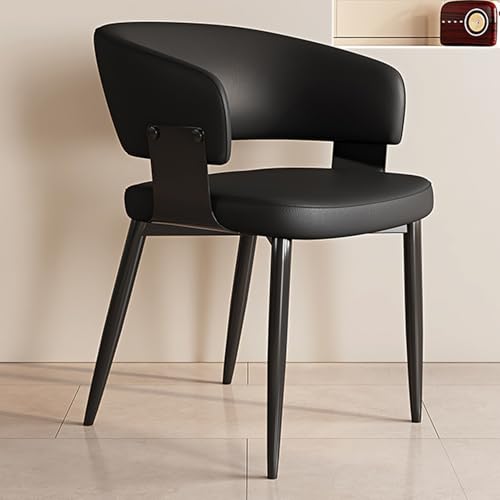 Esszimmerstühle Esszimmerstühle aus Kunstleder, Esszimmer- und Küchenstühle mit bequemer Rückenlehne, Metallrahmen und gepolstertem Kissen for Wohnzimmer, Café, Restaurant(Black) von EYUIOPLM