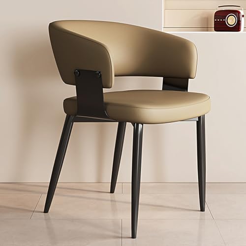 Esszimmerstühle Esszimmerstühle aus Kunstleder, Esszimmer- und Küchenstühle mit bequemer Rückenlehne, Metallrahmen und gepolstertem Kissen for Wohnzimmer, Café, Restaurant(Brown) von EYUIOPLM