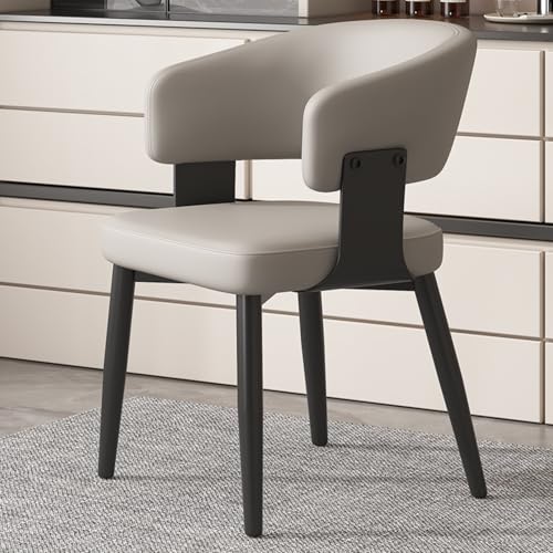 Esszimmerstühle Esszimmerstühle aus Kunstleder, Esszimmer- und Küchenstühle mit bequemer Rückenlehne, Metallrahmen und gepolstertem Kissen for Wohnzimmer, Café, Restaurant(Light Gray) von EYUIOPLM