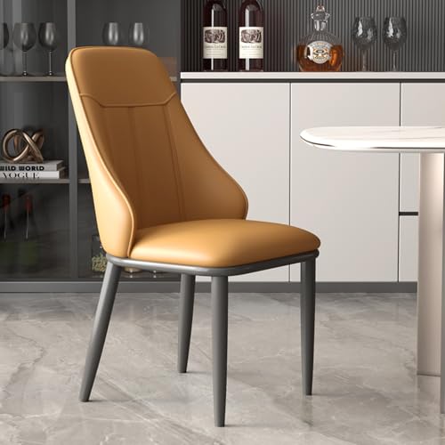 Esszimmerstühle Esszimmerstuhl aus Mikrofaser-Leder, Küchenstühle, bequem gepolstert und mit Metallrahmen, Seitenstühle for Zuhause, Wohnzimmer, Schlafzimmer, Restaurant, Café(Gun gray legs+orange) von EYUIOPLM