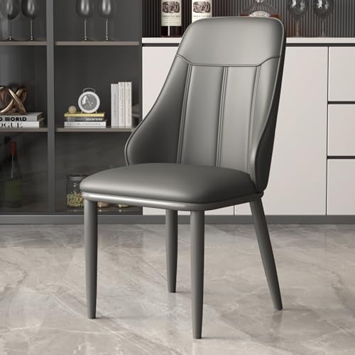 Esszimmerstühle Esszimmerstuhl aus Mikrofaser-Leder, Küchenstühle, bequem gepolstert und mit Metallrahmen, Seitenstühle for Zuhause, Wohnzimmer, Schlafzimmer, Restaurant, Café(Gun gray legs+dark gray) von EYUIOPLM