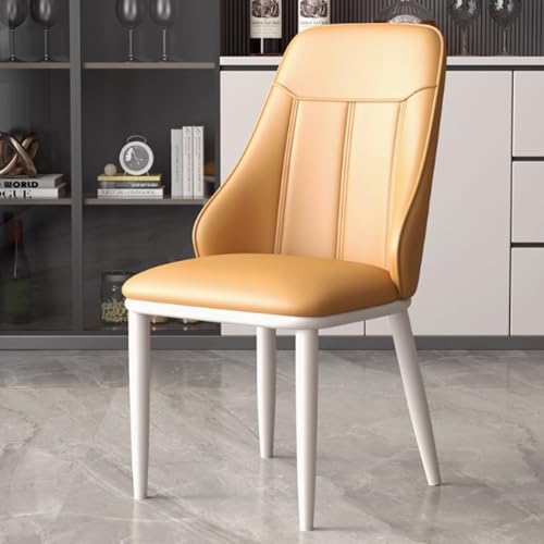 Esszimmerstühle Esszimmerstuhl aus Mikrofaser-Leder, Küchenstühle, bequem gepolstert und mit Metallrahmen, Seitenstühle for Zuhause, Wohnzimmer, Schlafzimmer, Restaurant, Café(Pearl white legs+orange) von EYUIOPLM